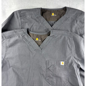 2 Carhartt Scrub Top Mens Size Medium Ripstop Utility Pewter V-Neck C15108
